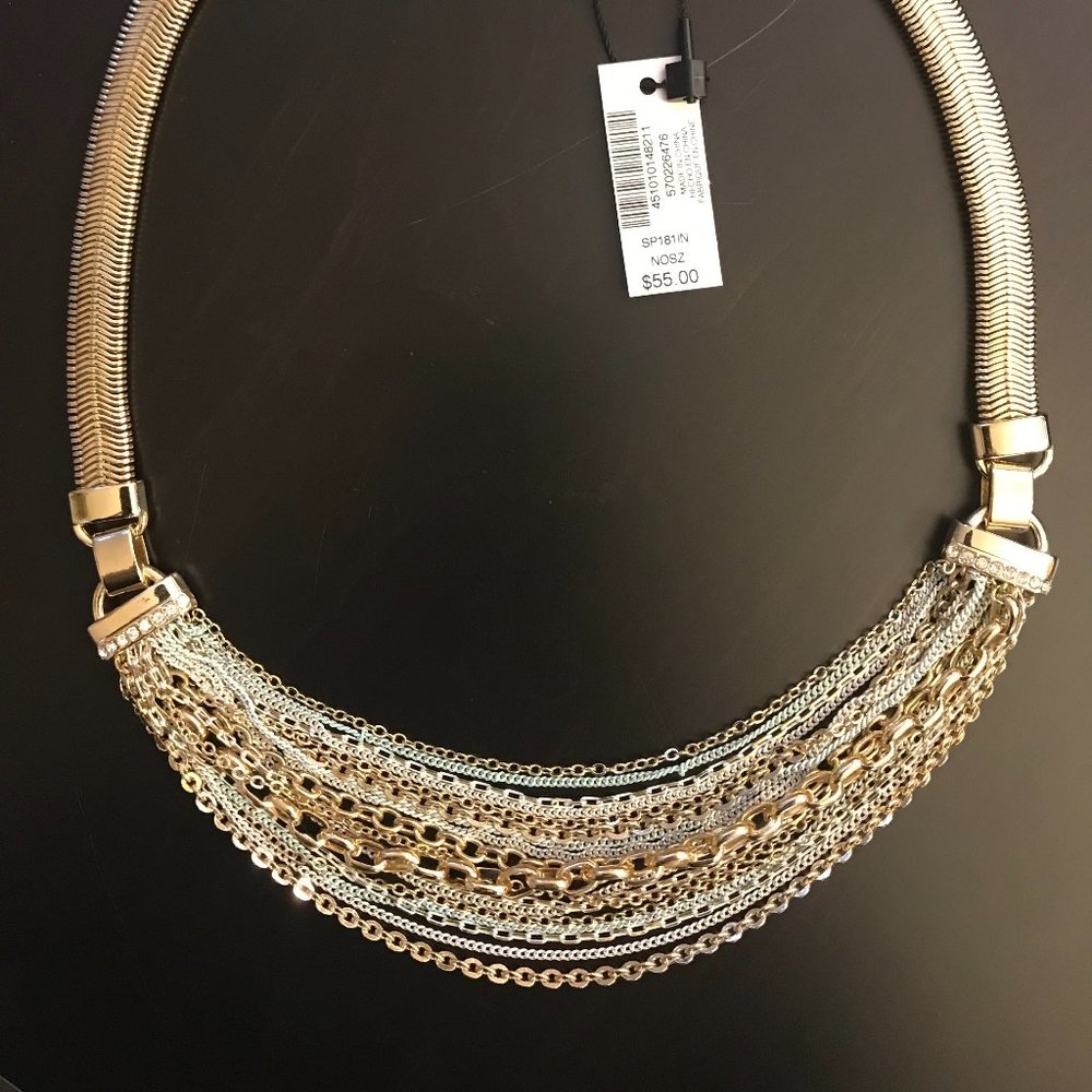 WHBM Goldtone Multi-Chain Statement Necklace